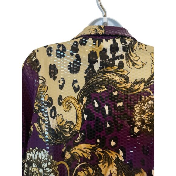 Vintage Simonton Says Designed by George Simonton Shiny Button Down Blouse M - Picture 9 of 16